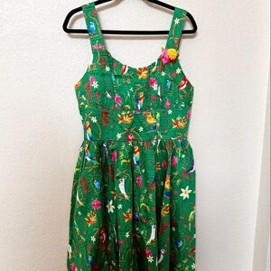 Disney Green Dress with Parrot Design